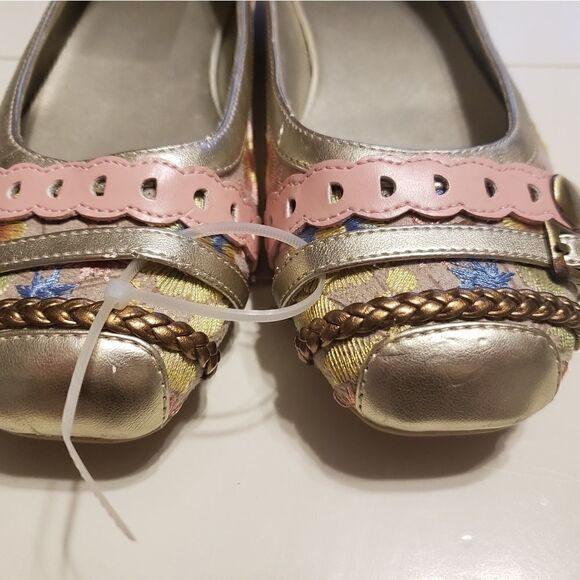 Rialto Gold and Pink Floral Flats - Picture 5 of 5